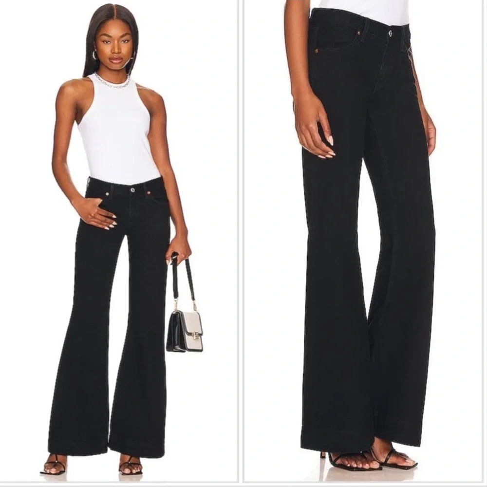RE/DONE Originals 70's Low Rise Bell Bottom Flare Jeans in Black